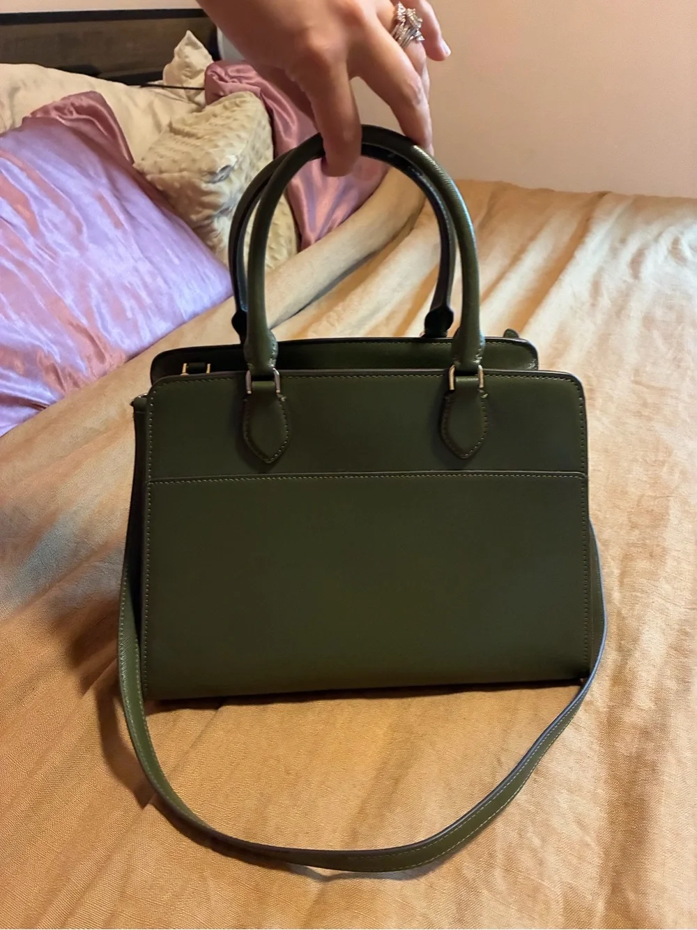 kate spade olive green leather satchel